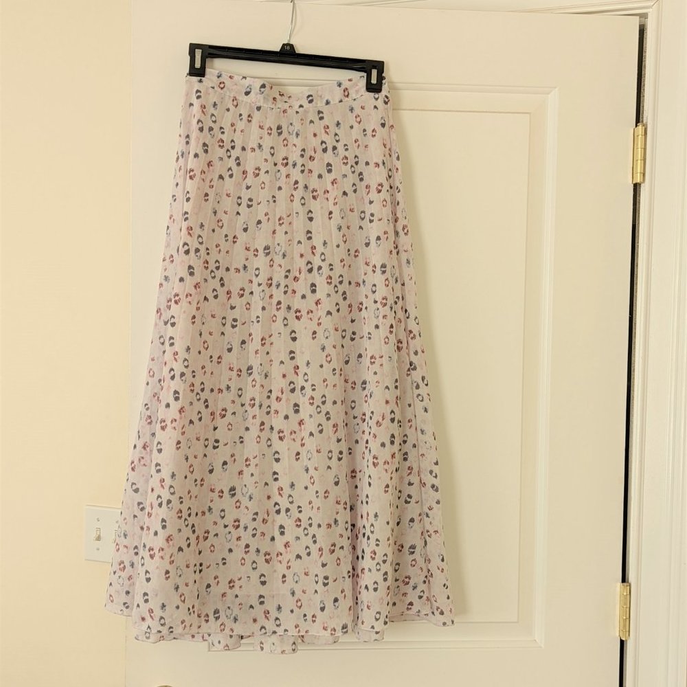 Pink and blue leopard geometric print lightweight maxi skirt - Small